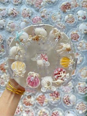 Shell Embellished Hair Claw Clip - Pastel Seashells